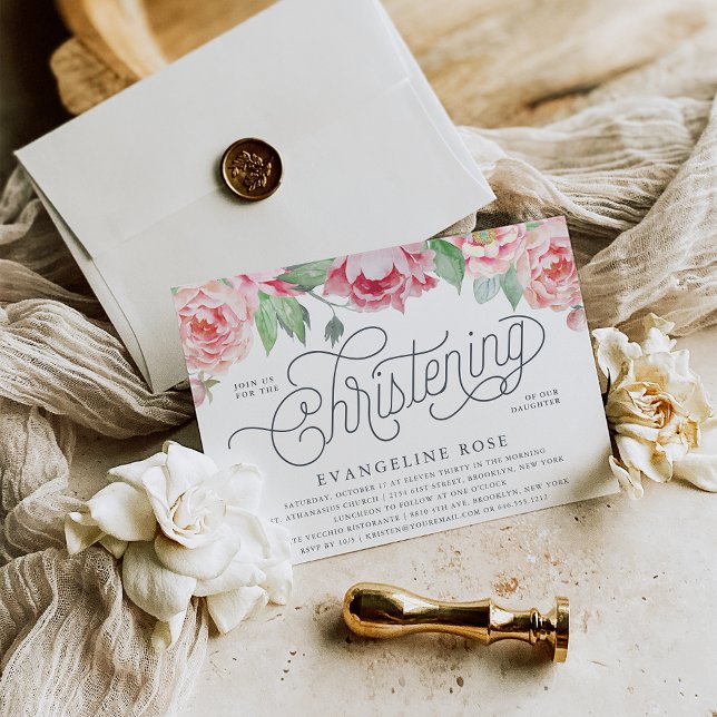 Einladung zum antiken Peony Christening (Von Creator hochgeladen)