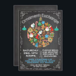 Einladung zum Austausch von Tafeln<br><div class="desc">Chalkboard Ornament Austausch Einladung Supe niedlich und Spaß mit einem Zierball aus Weihnachtsbildern und Kreide Typografie alles auf einem Chalkboard Hintergrund. Handgezeichnete Illustration von McBooboos. Kann für einen Cookie-Austausch oder -Swap verwendet werden.</div>