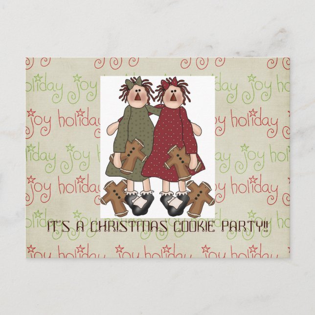 Einladung zum Austausch von Weihnachtsgebäck Postkarte (Vorderseite)