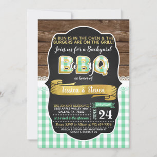 Einladung zum Baby-Q-Baby-Duschbad - Green/Gold