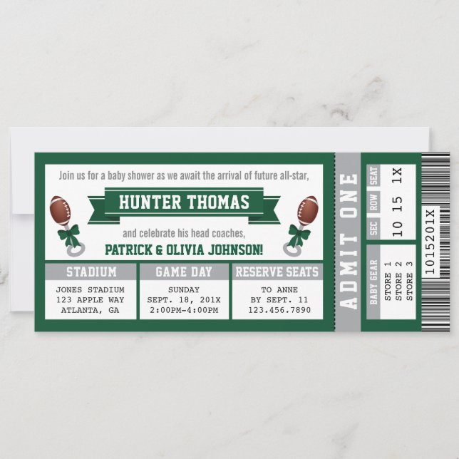 Einladung zum Baby-Shower-Ticket, Jäger Green (Vorderseite)