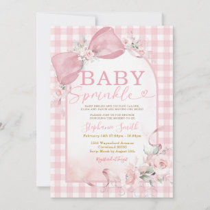 Einladung zum Baby Sprinkle mit rosa Gingham-Schle