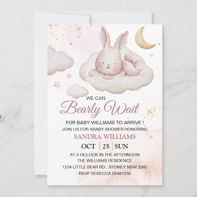 Einladung zum Baby Wait Baby Shower (Vorderseite)