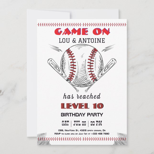 Einladung zum Baseball-Geburtstag (Vorderseite)