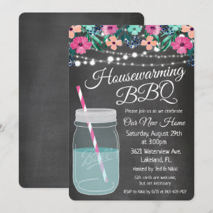 Einladung zum BBQ im Mason-Glas zur Einweihung