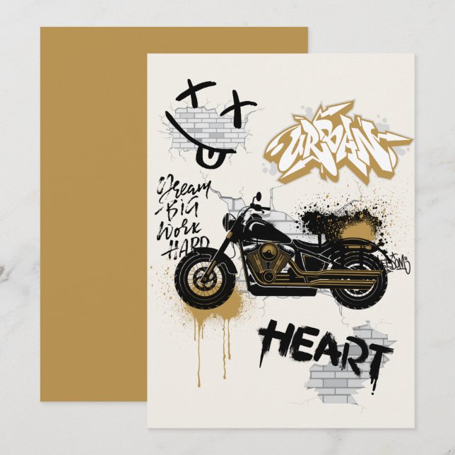 Einladung zum Biker-Geburtstag (Vorne/Hinten)