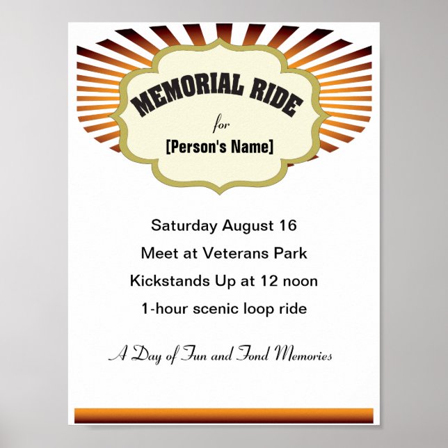 Einladung zum Biker-Memorial Ride Sunbury Poster (Vorne)