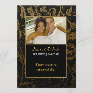 Einladung zum Black & Gold Damask Foto