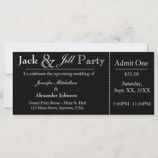 Einladung zum Black Jack and Jill Shower Ticket