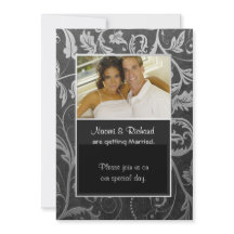 Einladung zum Black & Silver Damask Foto