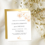 Einladung zum Blumenhaushalt zum Geburtstag<br><div class="desc">Eine moderne,  elegante und minimalistische Geburtstagsfeier. Vorderseite: schick weißer Hintergrund mit goldenen Imitaten. Personalisieren Sie Ihren Namen und Ihre Party-Daten und fügen Sie diese hinzu. Zurück: Imitate goldfarbener Hintergrund.</div>