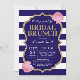 Einladung zum Brunch von Navy Blue und Gold Bridal