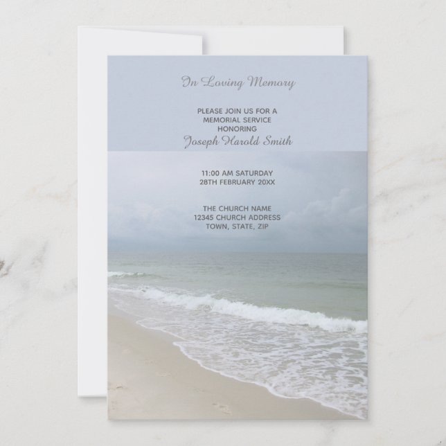 Einladung zum Custom Memorial Service - Beach Them (Vorderseite)