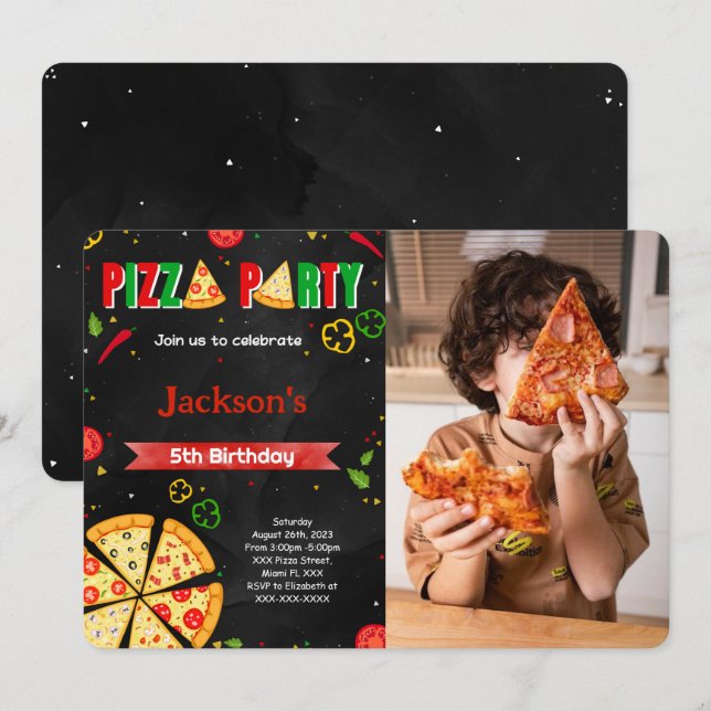Einladung zum Editierbaren Pizza-Foto (Vorne/Hinten)