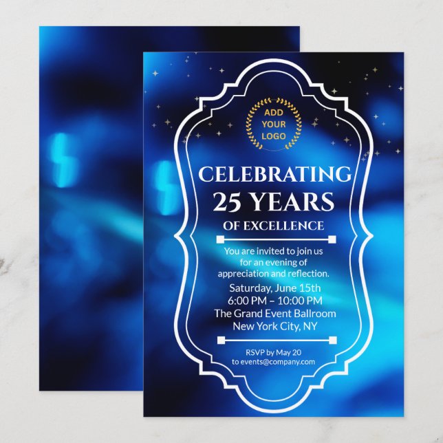 Einladung zum eleganten Navy Blue Business (Vorne/Hinten)