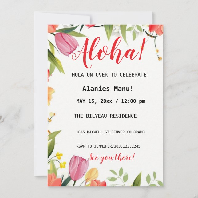 Einladung zum ersten Geburtstag (Vorderseite)