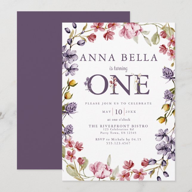 Einladung zum ersten Geburtstag (Vorne/Hinten)