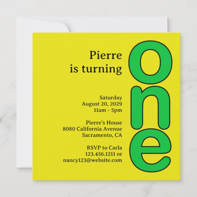 Einladung zum ersten Geburtstag (Vorderseite)