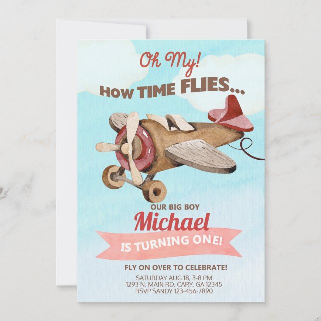 Einladung zum ersten Geburtstag des Flugzeugs. (Vorderseite)