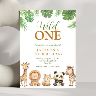 Einladung zum ersten Geburtstag Jungle Wild One