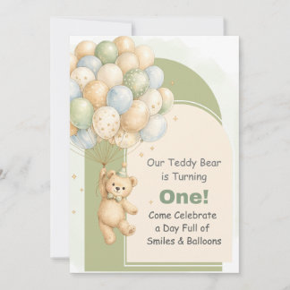 Einladung zum ersten Geburtstag mit Teddybär