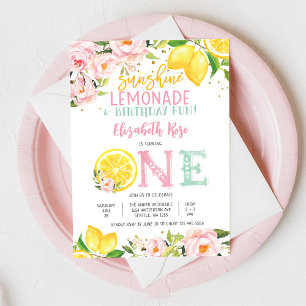 Einladung zum ersten Geburtstag mit Zitronenblüten