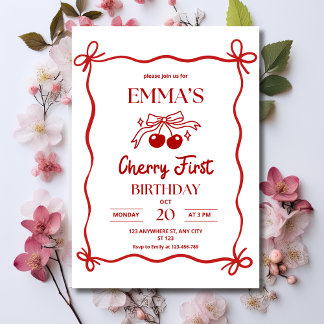 Einladung zum ersten Geburtstag von Cherry, Red Bo