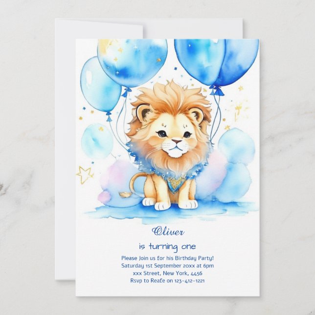 Einladung zum ersten Geburtstag von Lion (Vorderseite)