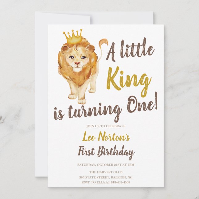 Einladung zum ersten Geburtstag von Lion (Vorderseite)
