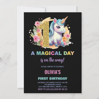 Einladung zum ersten Geburtstag von Unicorn zum Ge