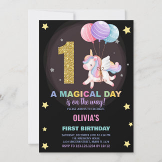 Einladung zum ersten Geburtstag von Unicorn zum Ge