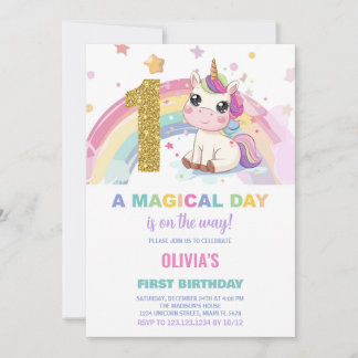Einladung zum ersten Geburtstag von Unicorn zum Ge