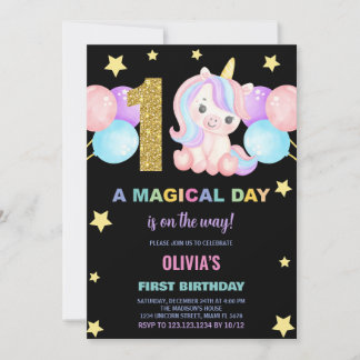 Einladung zum ersten Geburtstag von Unicorn zum Ge