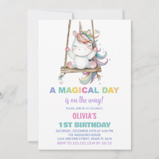 Einladung zum ersten Geburtstag von Unicorn zum Ge