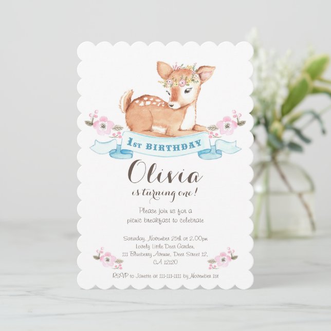 Einladung zum ersten Geburtstag von Waldland (Stehend Vorderseite)