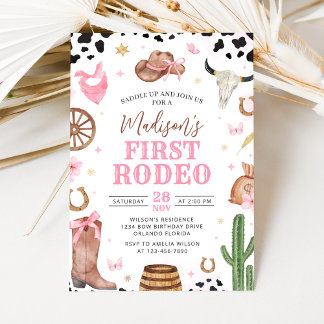 Einladung zum ersten Rodeo-Geburtstag für Mädchen