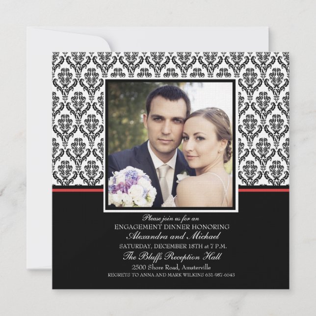 Einladung zum förmlichen Foto von Damask (Vorderseite)