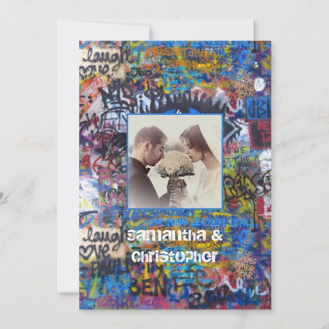 Einladung zum Foto der Hochzeit von Graffiti (Rückseite)