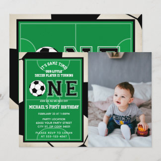 Einladung zum Foto Fußball zum ersten Geburtstag