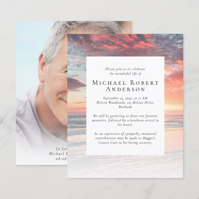 Einladung zum Foto-Gedenkdienst für Sunset (Vorne/Hinten)