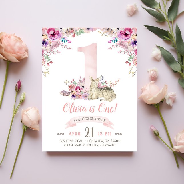 Einladung zum Foto "Little Deer First Birthday Par (Von Creator hochgeladen)