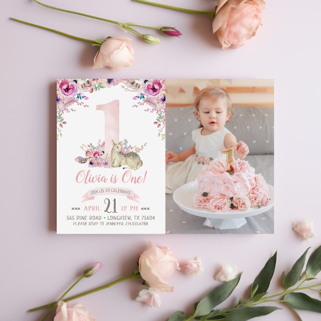 Einladung zum Foto "Little Deer First Birthday Par (Von Creator hochgeladen)