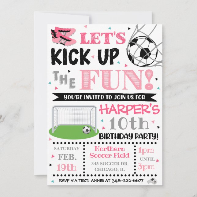 Einladung zum Fußball | Einladung von Mädchen (Vorderseite)