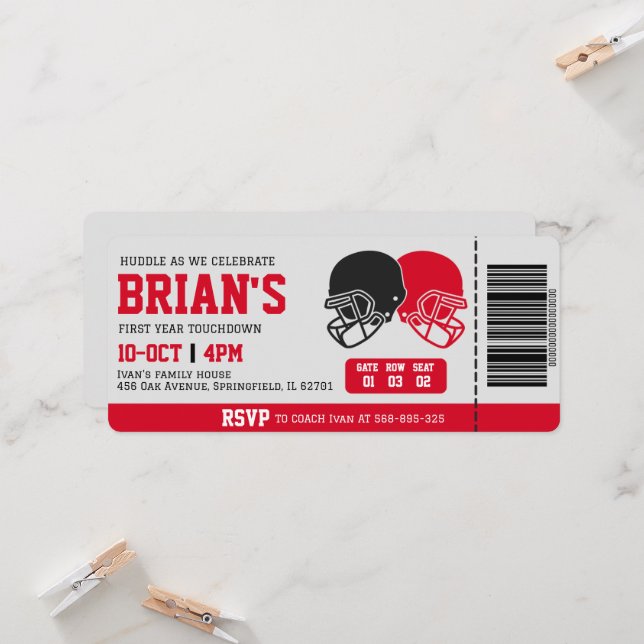 Einladung zum Fußballticket (Vorderseite/Rückseite Beispiel)