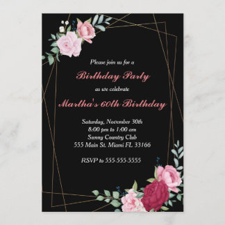 Einladung zum Geburtstag Blütengold Rose