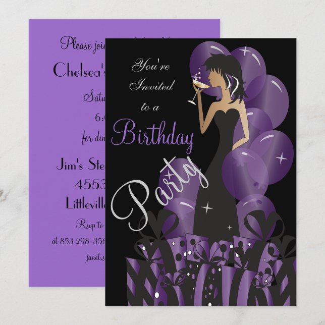 Einladung zum Geburtstag, Classy Girl's Party (Vorne/Hinten)