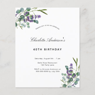 Einladung zum Geburtstag des Eukalyptus lavene Flyer