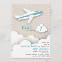 Einladung zum Geburtstag des Flugzeugs - Blau