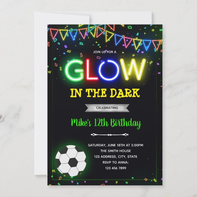Einladung zum Geburtstag des Glow Football (Vorderseite)