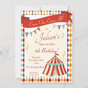 Einladung zum Geburtstag des Zirkus, bearbeitbarer